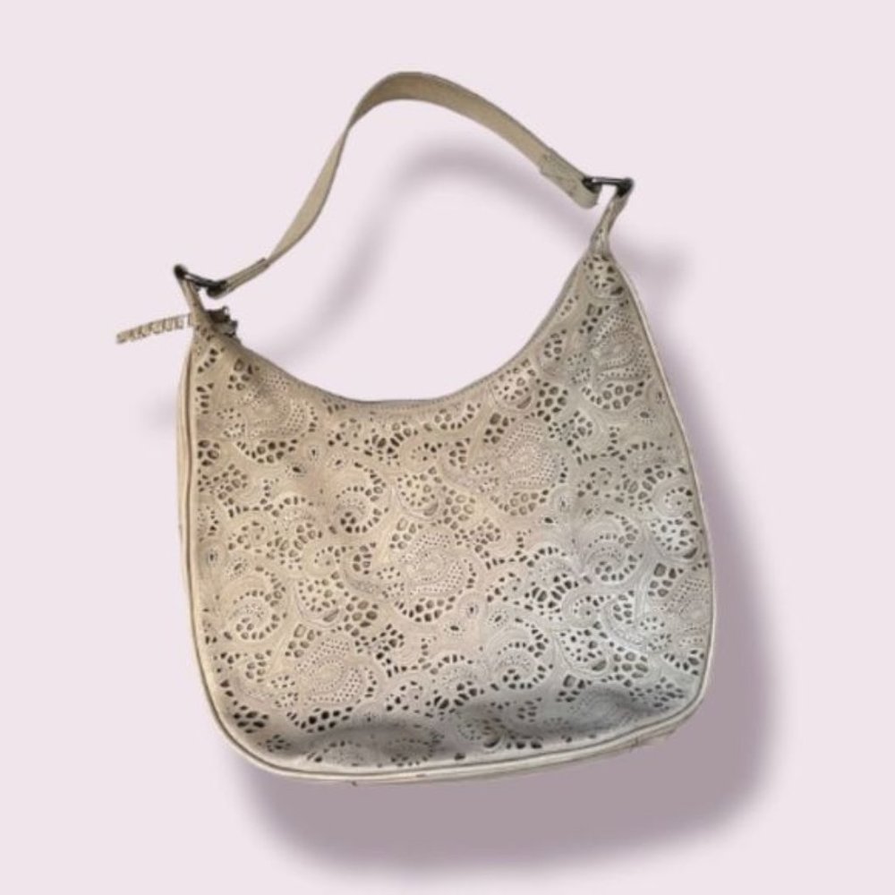 Danier 100% Leather Tan Bohemian Boho Beige Shoulder Bag Cutout